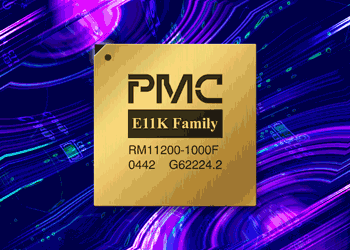 《圖四 PMC-Sierra的RM11200雙核晶片,內有兩個MIPS64(64-bit)核心,此類運用不需浮點運算,所以RM11200內也無浮點運算單元》