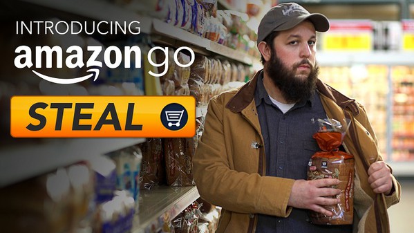 圖2 : Amazon Go讓消費者身臨如同搶劫般的購物體驗(Source:Rooster Teeth)