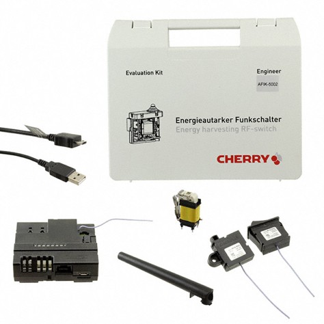 圖3 : ZF Electronics 的 AFIK-5002 評估套件含有開發人員評估能源擷取開關系統所需的所有元件,包括翹板開關、按鈕、獨立產生器以及接收器。(source:ZF Electronics)