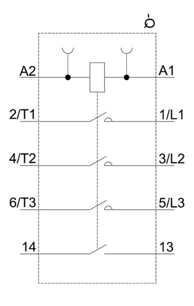 圖3 : 3RT20152AP611AA0 EMC具有三個常開型極,因此是切換三相馬達的合適配置。(source:Siemens)
