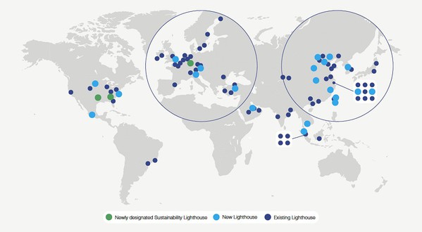 圖2 : 全球燈塔工廠分布狀況。(source:WEF)