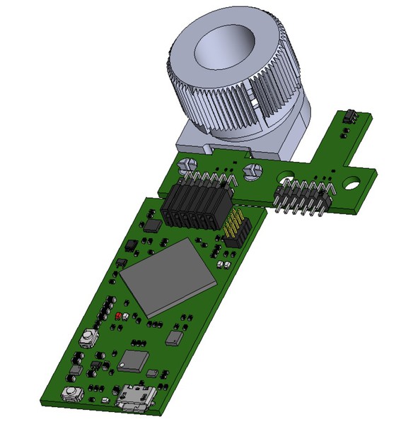 圖7 : 安裝在 EVM 頂部的 3D 列印旋轉和推動模組示意圖。(source:Texas Instruments)