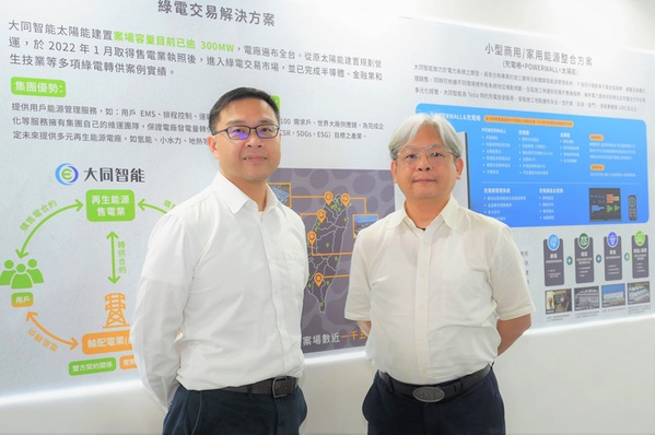 圖二 : 大同智能公司淨零與低碳事業處長林建宏(左)、儲能事業部維運服務課經理蔡浣庭(右)(攝影:陳念舜)