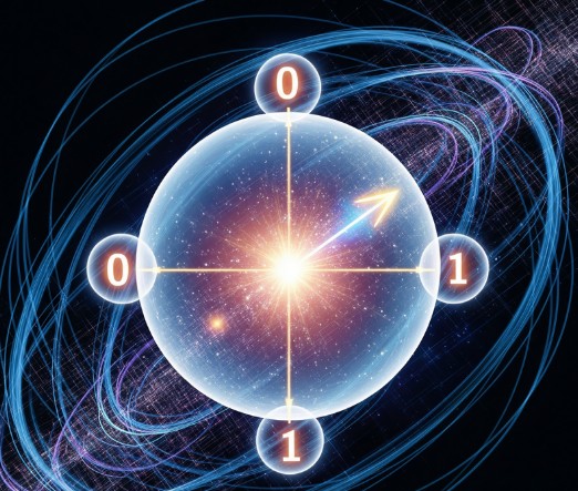圖一 : 量子位元運作的虛擬圖示