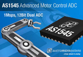 12位元低功耗AS1545提供2個獨立的1MSPS ADC,各配有6個輸入通道