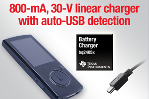 TI針對單節鋰離子電池供電的電子產品,推出兩款具有自動 USB 檢測功能的 800 mA USB 電池充電器系列產品
