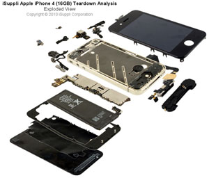 不让其他专业拆解网站专美于前,iSuppli的拆解分析服务部门也针对iPhone 4的成本架构进行巨细靡遗的分析。(图/ iSuppli)