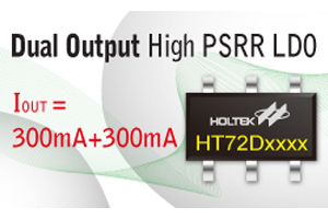 盛群推出High PSRR LDO系列—双输出信道的HT72Dxxxx,最高输入电压为7.0V。