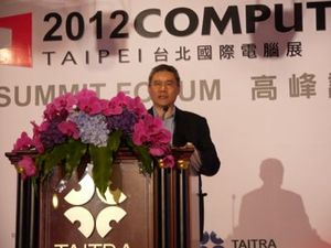 台达电子执行长海英俊于2012台北国际计算机展《高峰论坛》(摄影/刘佳惠) BigPic:400x300