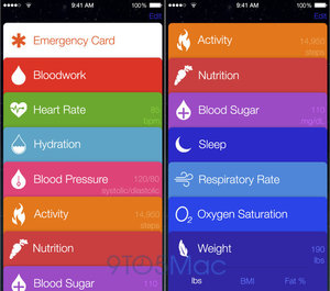9to5Mac釋出疑似正開發中的Healthbook程式介面截圖。(來源:9to5Mac)