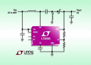LT8494可針對SEPIC結構以高達60V的輸入電源電壓操作,而針對升壓和反馳式架構則高達32V,以提供ride-through保護。
