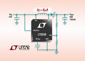 LT8330採用一固定的2MHz開關頻率,使設計者能夠將外部元件尺寸縮減至最小並避開如AM 無線電之關鍵頻段。