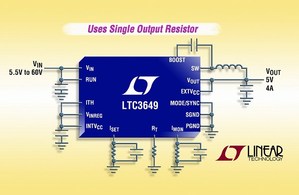 凌力爾特發表高效率、60V、4A同步降壓穩壓器LTC3649,元件包含定頻、電流模式架構和可編程輸出電流及輸出電壓...