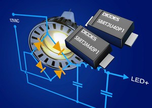 溝槽超勢壘整流器產品SBRT3M40P1滿足聚焦於12V AC LED改造燈的固態照明應用對輸入橋整流器的需求。