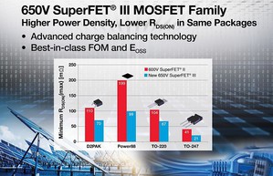 SuperFET III MOSFET具備更佳效率、EMI 及耐用性,能夠滿足耐用性及可靠性方面的嚴苛要求。