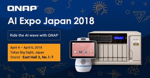 威联通於AI EXPO 2018 展示创新NAS储存解决方案,全力推动AI应用科技。