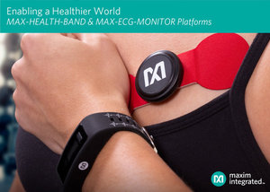 MAX-HEALTH-BAND採用Maxim的嵌入式演算法,提供生命體?和原始資料;MAX-ECG-MONITOR可跟蹤ECG和心率訊號。