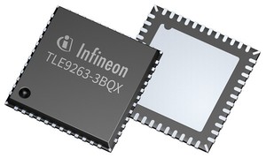 英飛凌 Mid-Range+ 系統基礎晶片通訊速度高達 5 Mbit/s ,整合一個 CAN 與最多兩個 LIN 收發器。