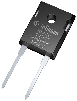 CoolSiC 肖特基 1200 V G5 二極體產品組合具有同級產品中最佳的正向導通電壓 (VF),以及在溫度變化下增加幅度最少的 VF,以及最高突波電流能力。新產品採用 TO247-2 腳位封裝。