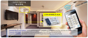 明緯採用歐洲廠商Casambi的藍牙連網模組,結合LCM-40/60-BLE兩種瓦數做電源設計,可搭配任何室內及商業用照明燈具做使用,讓使用者可輕鬆搭配APP軟體做藍牙連網控制。