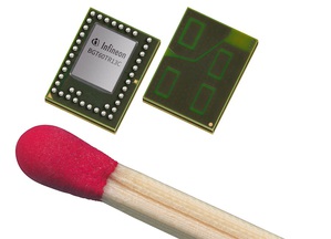 英飛凌60 GHz 晶片(BGT60TR13C)是一個完整的雷達系統,其天線的佔用面積極小 (5 x 6.5 mm),同時具備低功耗的特性。它可以感知房間內物體的移動,還能以極高的精準度測量毫米範圍內的物體距離