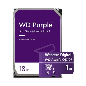全新WD Purple 18TB HDD、WD Purple microSD记忆卡1TB及全天候串流工作负载量认证软体组合,提供录影机、智慧摄影机、具深度学习功能的网路摄影机与影像分析应用程式所需容量、效能及耐写度