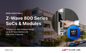 Silicon Labs全新ZG23 SoC和ZGM230S模组支援Z-Wave 800系列,可实现2.4公里以上的无线传输距离、功耗降低50%、并通过PSA 3级安全认证。