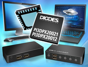 Diodes公司推出两款新的多工/解多工线性ReDriver,支援20Gbps DisplayPort超高位元率传输模式