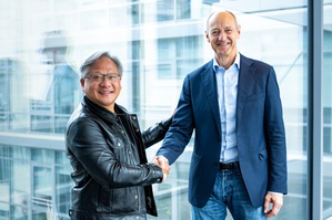 NVIDIA創辦人暨執行長黃仁勳 (左) ,與西門子執行長 Roland Busch (右)