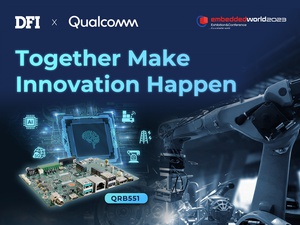 友通资讯在Embedded World 2023展示全球首款搭载高通QRB5165的工业级3.5”SBC主机板QRB551,可应用於智慧工厂环境中。