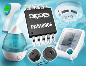 Diodes推出自激式压电发声器驱动器PAM8906可延长运行时间,并在整个电池寿命期间维持高 SPL输出