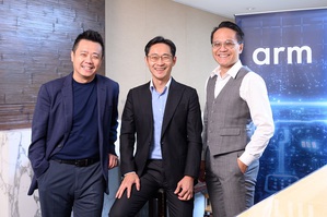 左起:Arm 应用工程总监徐达勇、Arm 台湾总裁曾志光、 Arm 物联网事业部亚太区 IoT 市场资深经理 黄晏祥