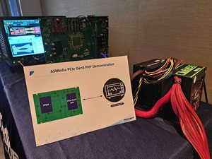 祥碩展示最新USB4 80Gbps、120 Gbps及PCIe Gen5的實體層晶片,能夠實現龐大資料與高解析度影片轉瞬即得,展現其在高速傳輸領域的先進技術。(攝影 / 陳復霞)