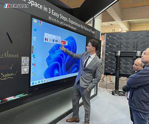 盛源Persona叁加2025 ISE欧洲系统整合展,展示智慧黑板卓越质感,可搭配创课快手教学应用。(source:盛源Persona)