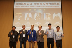 講師群由左起為Universal Robots業務發展經理呂亞倫、LitePoint業務副總李鎮如、筑波科技總經理 張佳楙、筑波科技行銷副總許棟材、筑波科技技術經理洪子程、筑波科技技術經理鄭翔駿