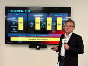 趨勢科技台灣區總經理洪偉淦呼籲企業,採取主動式防禦作為資安策略,提前預測駭客的潛在攻擊路徑,掌握AI世代的資安主導權。